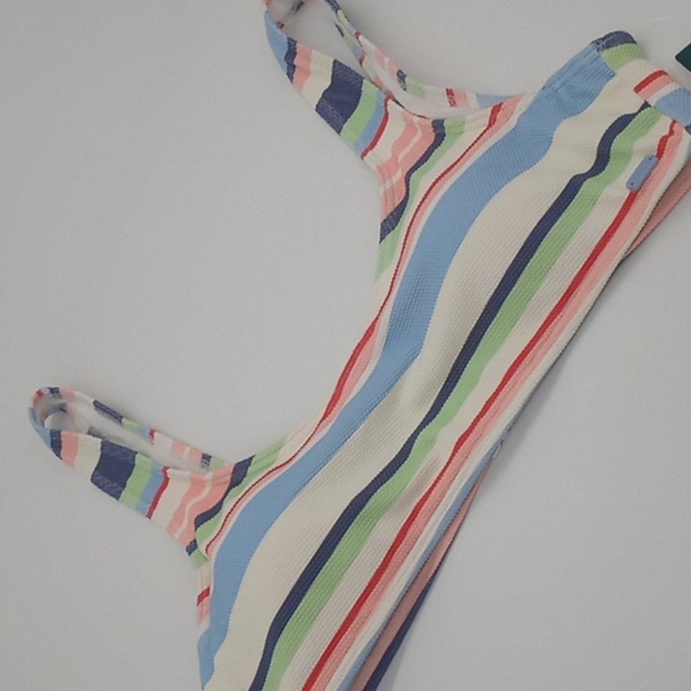 Roxy Line Up Bralette Bikini Swim Top White‎ Stripe XL